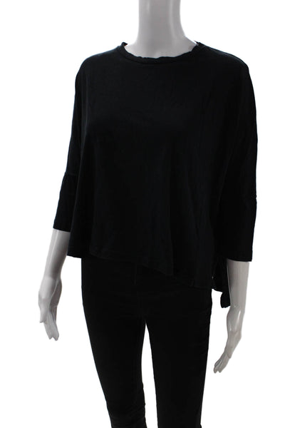 LNA Women Basic Black T-Shirt 3/4 Sleeve 100% Cotton Size XS