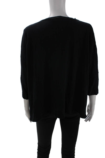 LNA Women Basic Black T-Shirt 3/4 Sleeve 100% Cotton Size XS
