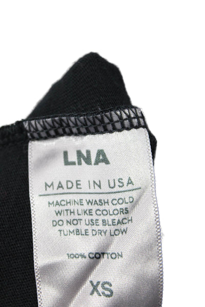 LNA Women Basic Black T-Shirt 3/4 Sleeve 100% Cotton Size XS