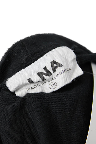 LNA Women Basic Black T-Shirt 3/4 Sleeve 100% Cotton Size XS