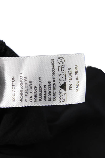 Leallo, Women Black V-Neck Short Sleeve Basic T-Shirt 100% Cotton Size S