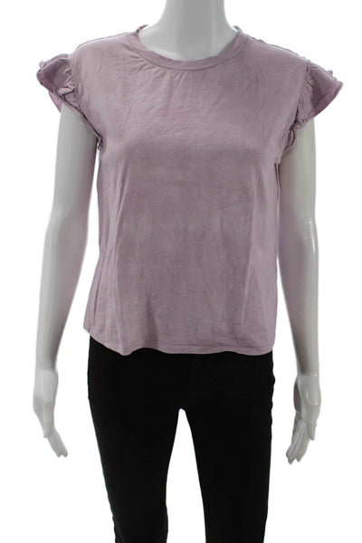 Love Shack Fancy Women Basic Purple Short Sleeve T-Shirt 100% Cotton Size S