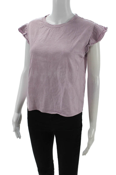 Love Shack Fancy Women Basic Purple Short Sleeve T-Shirt 100% Cotton Size S
