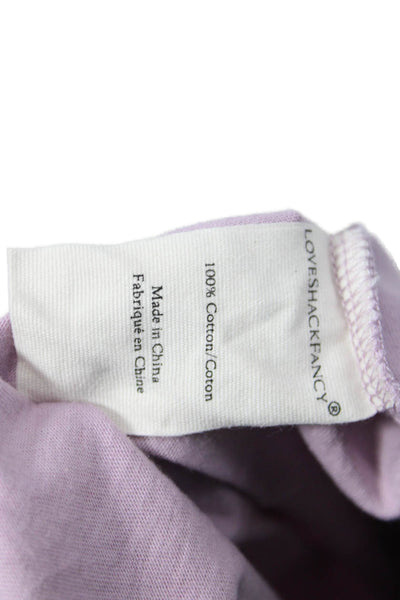 Love Shack Fancy Women Basic Purple Short Sleeve T-Shirt 100% Cotton Size S
