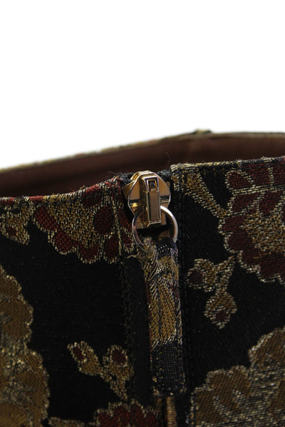 Aquazzura Women's Round Toe Zip Block Heels Floral Ankle Boots Size 37