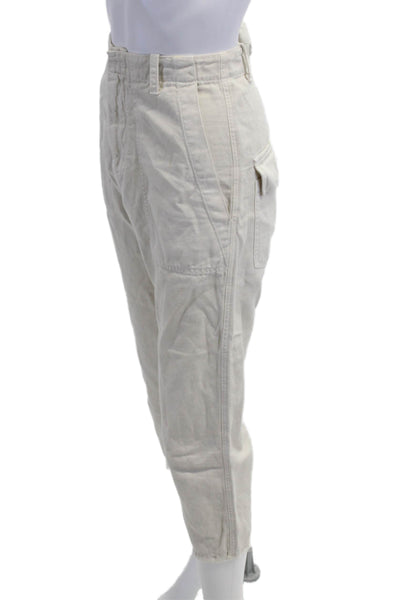 Nili Lotan, Unisex, Beige Capri Cargo Cropped Pants Cotton-Linen Army Size 2