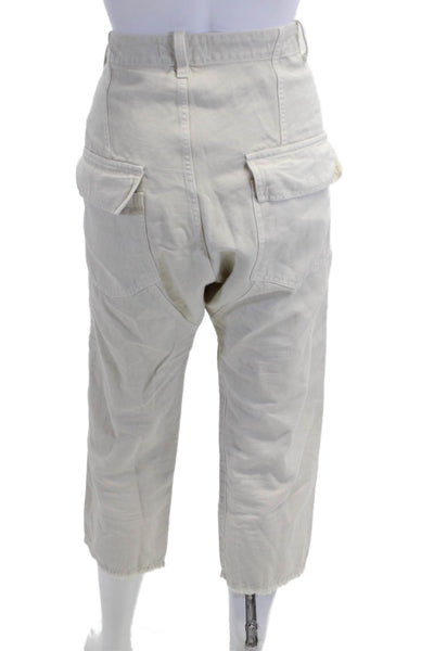 Nili Lotan, Unisex, Beige Capri Cargo Cropped Pants Cotton-Linen Army Size 2