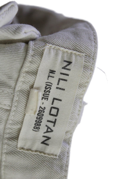 Nili Lotan, Unisex, Beige Capri Cargo Cropped Pants Cotton-Linen Army Size 2