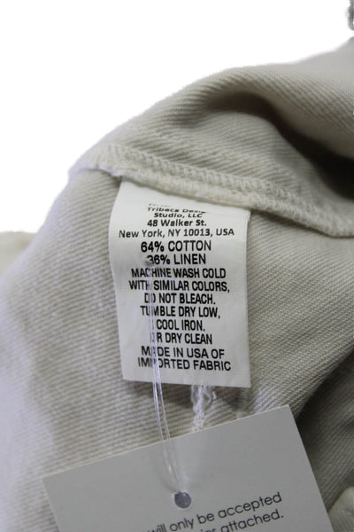 Nili Lotan, Unisex, Beige Capri Cargo Cropped Pants Cotton-Linen Army Size 2