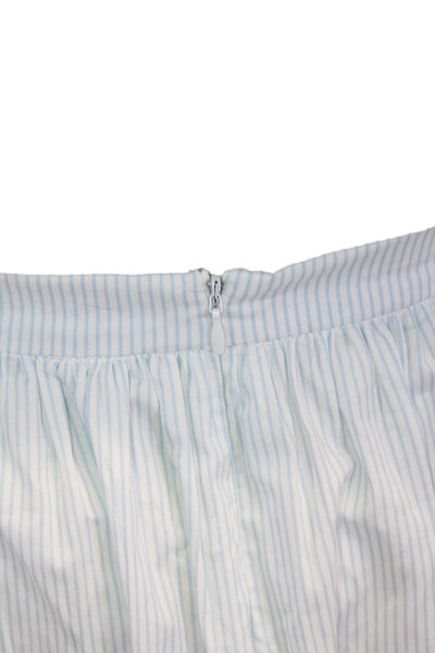Frankies Bikinis Women A-Line Mini Striped Light Blue Cotton Skirt Size M