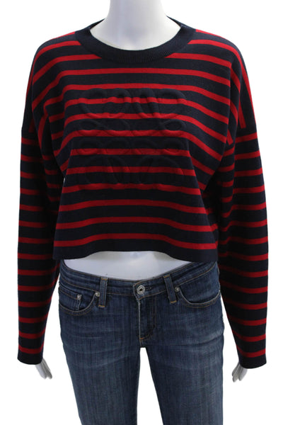 Loewe Unisex Dark Blue Striped Wool Pullover Sweater Size S