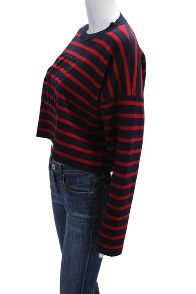 Loewe Unisex Dark Blue Striped Wool Pullover Sweater Size S