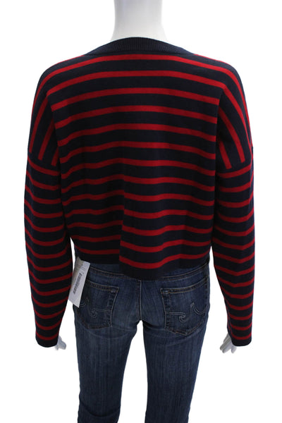 Loewe Unisex Dark Blue Striped Wool Pullover Sweater Size S