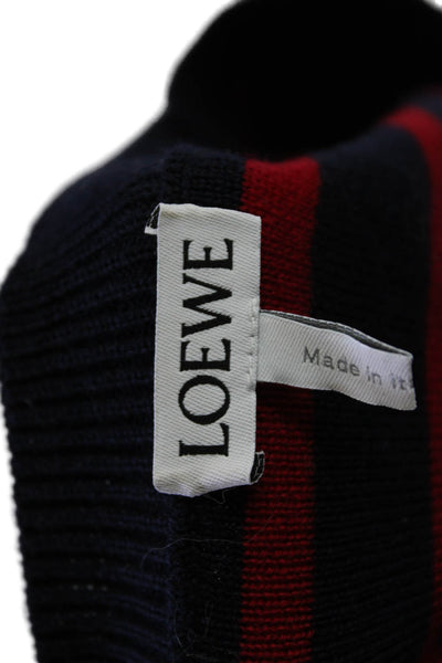 Loewe Unisex Dark Blue Striped Wool Pullover Sweater Size S