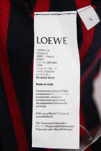Loewe Unisex Dark Blue Striped Wool Pullover Sweater Size S