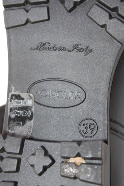 Moncler Womens Leather Knit Inset Pull On Ankle Boots Black Size 39 9