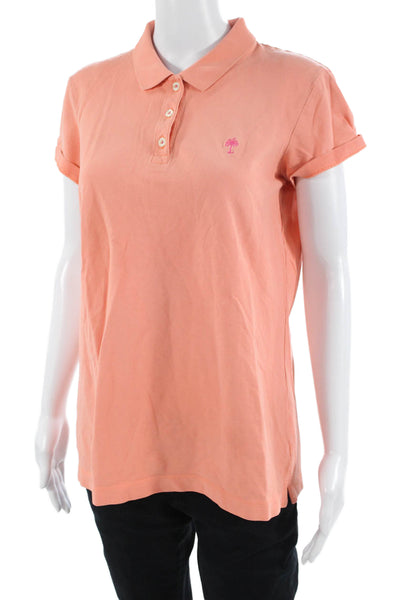 Lilly Pulitzer Women Basic Polo Collared Short Sleeve Orange Solid Size L