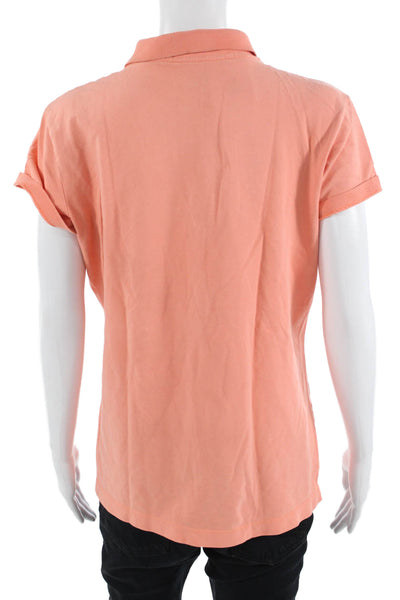 Lilly Pulitzer Women Basic Polo Collared Short Sleeve Orange Solid Size L