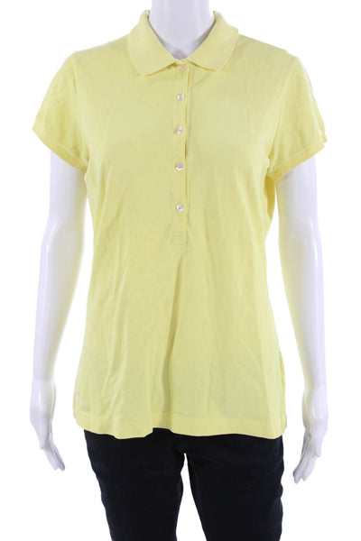 Lilly Pulitzer Womens Polo Top Collared Short Sleeve Yellow Size M