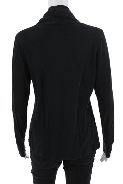 Lilla P Women Black 100% Pima Cotton Turtleneck Long Sleeve Jersey Top Size L
