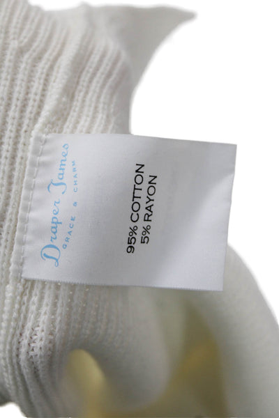 Draper James Women White V-Neck Pullover Sweater 3/4 Sleeve Size L