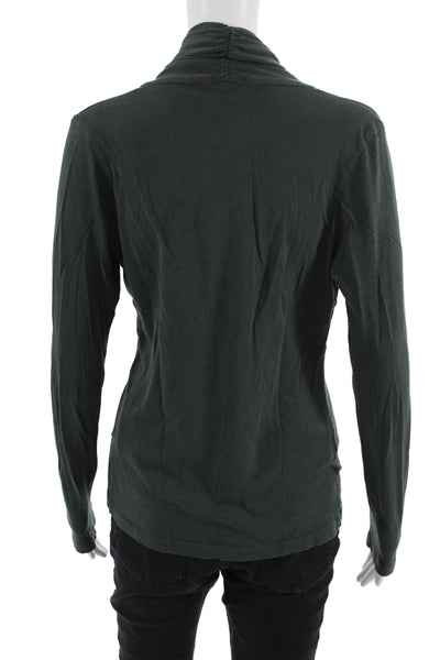 Lilla P Women Basic Jersey Top Green Pima Cotton Long Sleeve Solid Fall Size L
