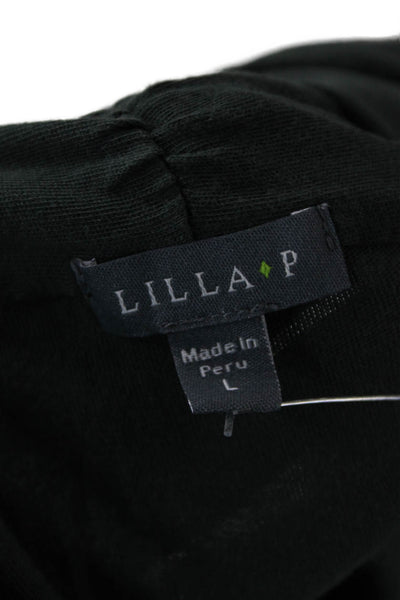 Lilla P Women Basic Jersey Top Green Pima Cotton Long Sleeve Solid Fall Size L