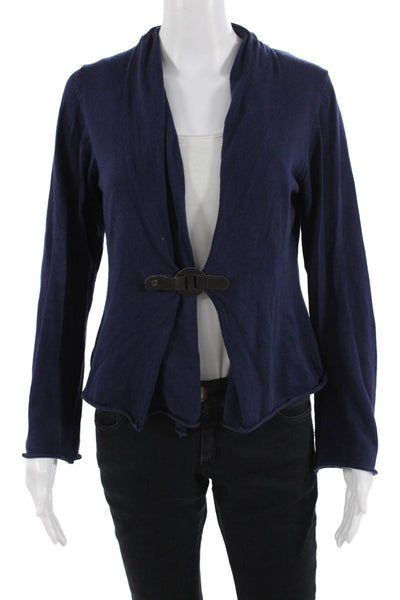 Bibelot Women Dark Blue Cotton Blazer Long Sleeve Classic Size M