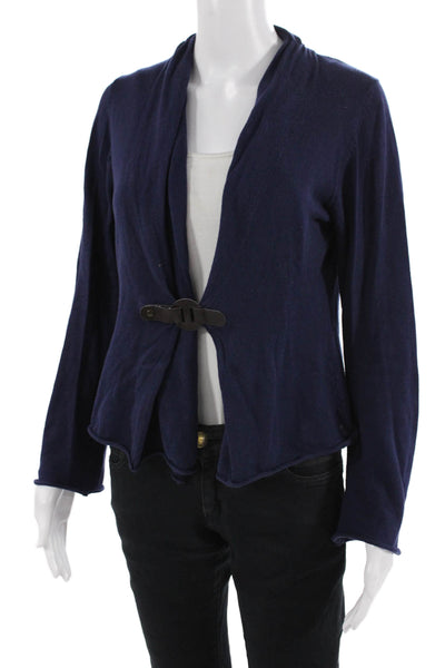 Bibelot Women Dark Blue Cotton Blazer Long Sleeve Classic Size M