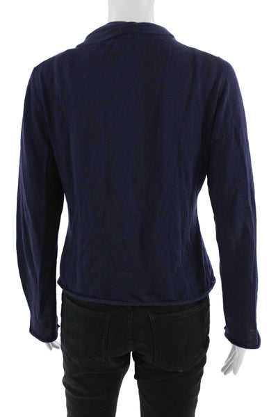 Bibelot Women Dark Blue Cotton Blazer Long Sleeve Classic Size M