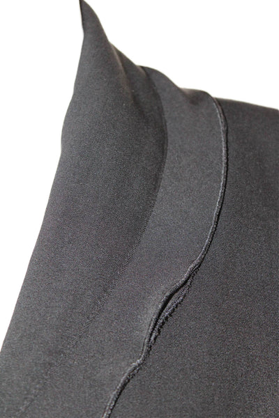 Philippe Adec Women Collared Black Button Polyester Blazer Long Sleeve Size 10