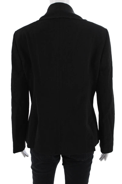 Philippe Adec Women Collared Black Button Polyester Blazer Long Sleeve Size 10