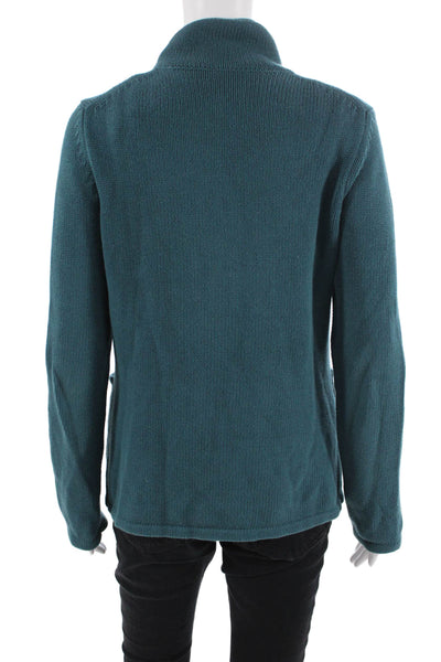 Cullen, Women Green Mock Neck Long Sleeve Coatigan Button 97% Cotton Size S