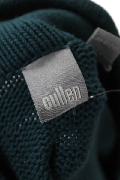 Cullen, Women Green Mock Neck Long Sleeve Coatigan Button 97% Cotton Size S