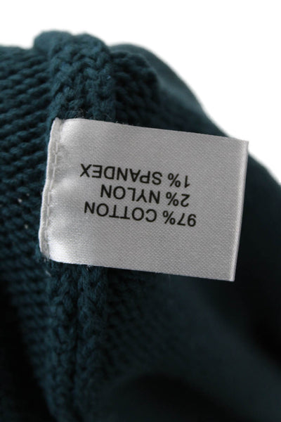 Cullen, Women Green Mock Neck Long Sleeve Coatigan Button 97% Cotton Size S