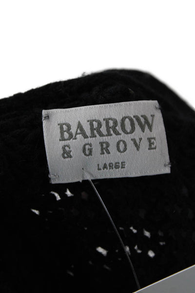 Barrow & Grove Unisex Black V-Neck Cardigan Cotton-Angora Blend Size L