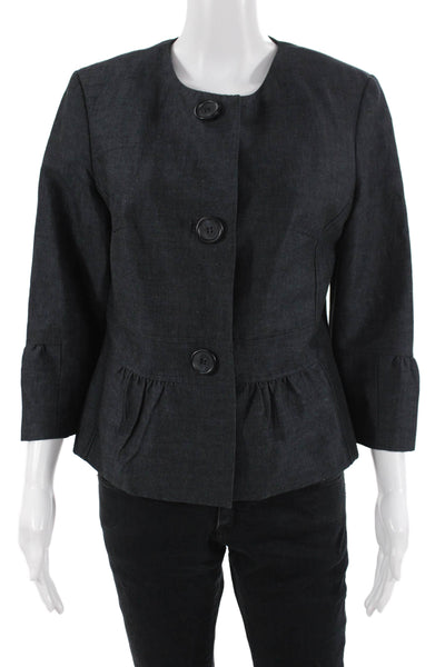 The Wrights Womens Dark Gray Round Neck 3/4 Sleeve Jacket Size 10