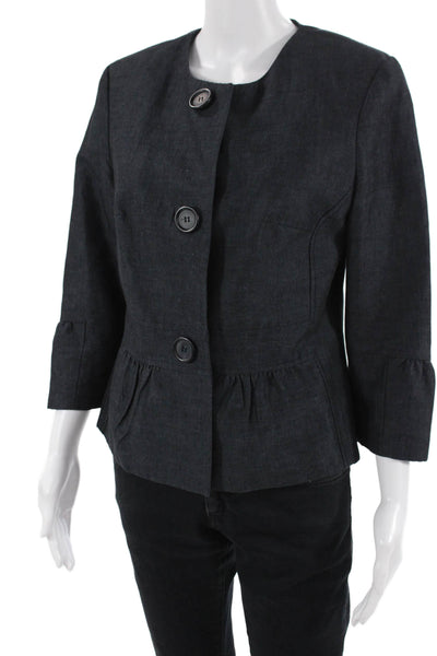The Wrights Womens Dark Gray Round Neck 3/4 Sleeve Jacket Size 10