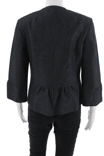The Wrights Womens Dark Gray Round Neck 3/4 Sleeve Jacket Size 10