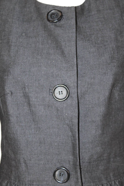 The Wrights Womens Dark Gray Round Neck 3/4 Sleeve Jacket Size 10