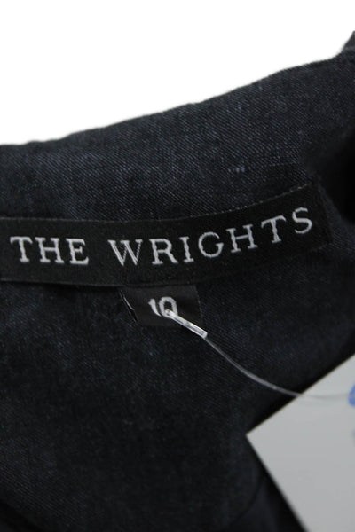 The Wrights Womens Dark Gray Round Neck 3/4 Sleeve Jacket Size 10