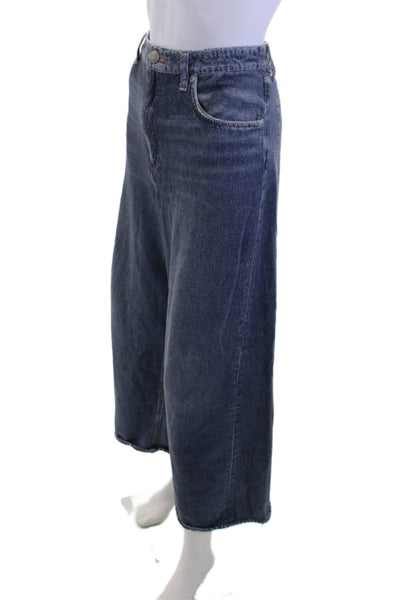 Rag & Bone Women Cropped Wide-Leg Jeans Dark Blue High-Rise Size 31