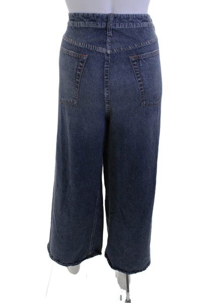 Rag & Bone Women Cropped Wide-Leg Jeans Dark Blue High-Rise Size 31