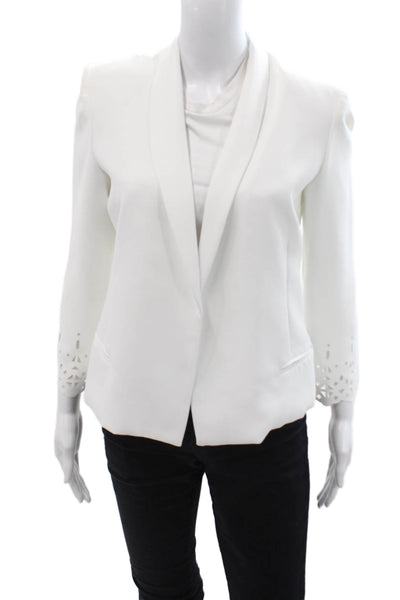Bec & Bridge Womens Collared Open Front Long Sleeve Blazer White Size 6