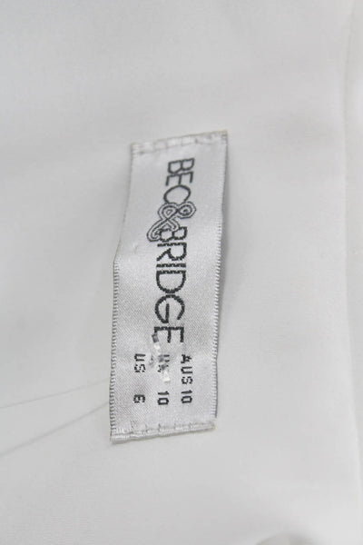 Bec & Bridge Womens Collared Open Front Long Sleeve Blazer White Size 6