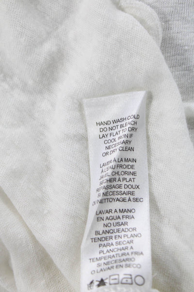 Frame Women Basic Linen Blouse White Long Sleeve Round Neck Size M