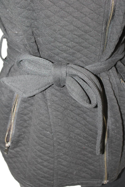 Sebby Women Quilted Military Jacket Black Collared Button Size S