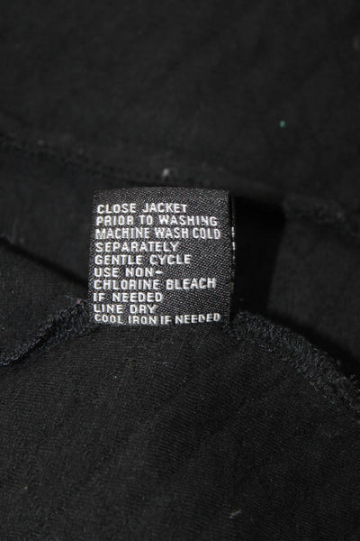 Sebby Women Quilted Military Jacket Black Collared Button Size S