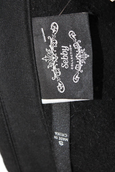 Sebby Women Quilted Military Jacket Black Collared Button Size S