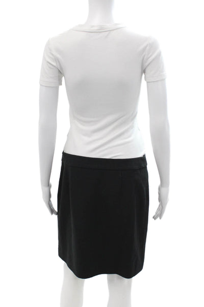 Moschino Women Black Cotton Straight Pencil Mini Skirt Size 10